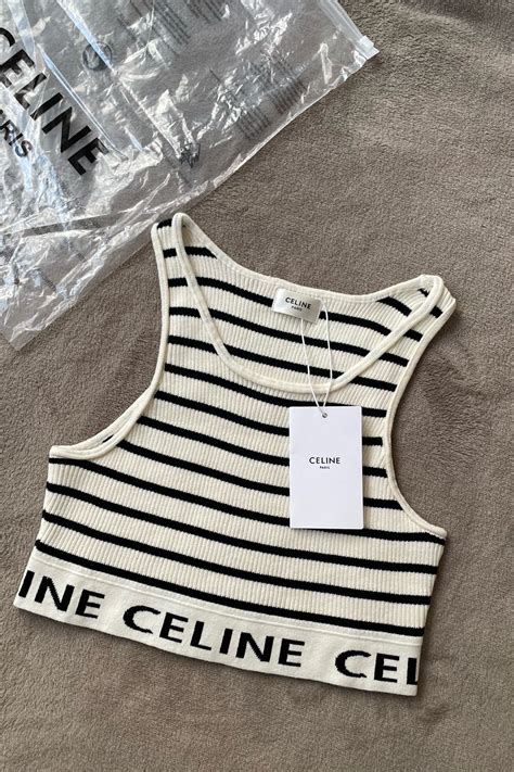 celine crop top striped